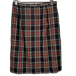 Vtg Ann Taylor Pencil Skirt 10 Tartan Plaid Red USA Classic Academia Preppy